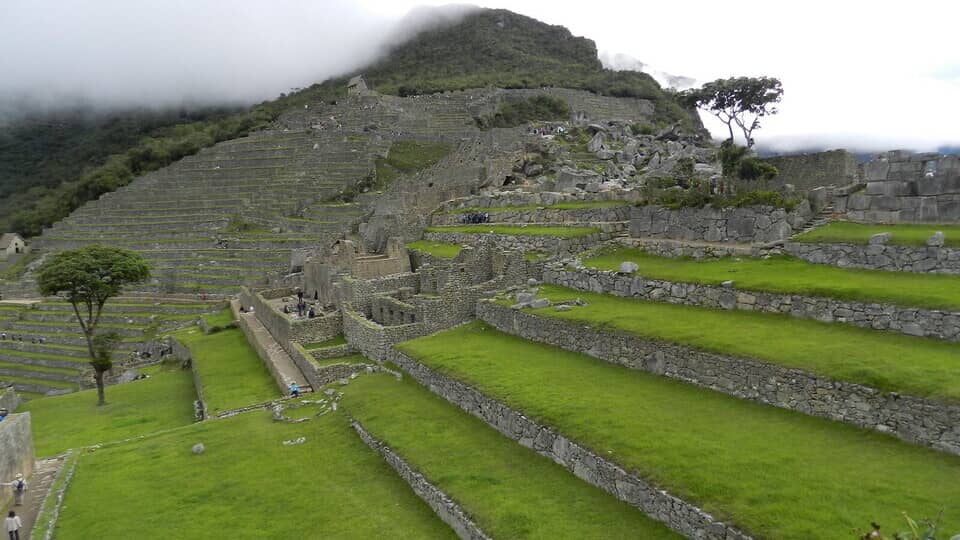 vista de los andenes de cultivo en Machu Picchu