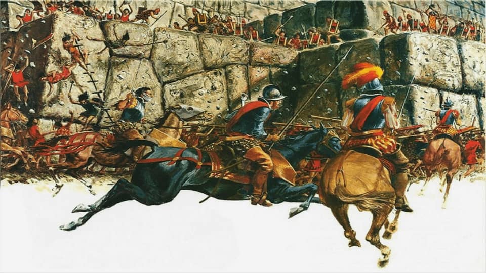 Batalla de Sacsaywaman entre Manco Inca y los españoles.