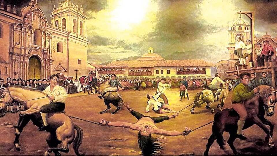 Muerte de Tupac Amaru II en la plaza del Cusco.